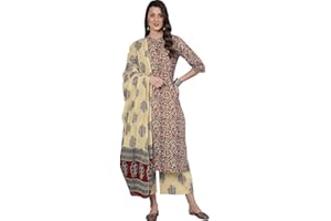 Jaanvi fashion Kurti Palazzo Damen-Palazzo-Hose mit Blumenmuster aus Baumwolle mit Dupatta