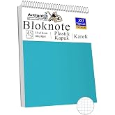 Stranded Desktop Notepad Checkered A5 Medium Size 1 Table Top Spiral Notepad Blocknote with Plastic Cover 80 Sheets Office