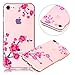 Produktbild Für iPhone 7 Hülle,iPhone 8 Hülle,iPhone 8/iPhone 7 Hülle Silikon,Surakey iPhone 7/iPhone 8 Crystal Case Hülle Klare Ultradünne Silikon Gel Schutzhülle Durchsichtig,Schön Rosa Blumen Malerei Muster Transparent TPU Silikon Schutz Handy Hülle Case Tasche Etui Bumper für iPhone 8/ iPhone 7, Rosa Blumen