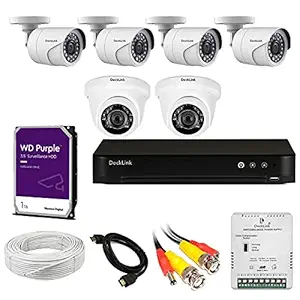 DeckLink 2.4MP Full HD Day/Night Vision Camera Full Set 4 Bullet + 2 Dome + 8Ch DVR 265+ Full HD 1080p with 1TB Survillance Hard Disk ,All Required Accessories