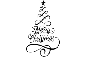 TLK DESIGNS Merry Christmas Tree Flourish Wine Bottle Craft Vinyl Decal Sticker for Car/Window/Wall (Red Gloss)