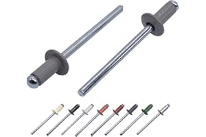 MARCOPOL (100 Stück) Lackierte Blindnieten 3,2 x 8 mm, Kuppelkopf, DIN 7337, Aluminiumniete und Stahldorn, Popnieten (100, staubgrau RAL 7037)