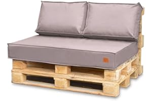 Bielik Coussin Palette 120x80 Set pour Canapé Palette Impermeable Salon de Jardin Fabriqué en UE Complet pour Meuble Palette (Beige Clair, L'assise 120x80cm + 2 Coussins 60x40cm)