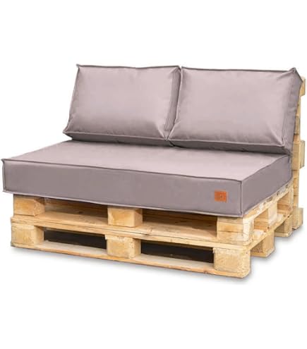 Cuscino Per Pallet Sedile 120x60 Cm, Sfoderabile, Impermeabile E Trapuntato – Spessore 15 Cm, Beige – Spatium Feronia - 3