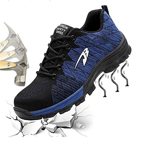 Preisvergleich Produktbild Namenlos Arbeitsschuhe für Männer Frauen, Stahlkappe Pannensichere rutschfeste Sicherheitsschuhe für Industrie und BAU Leichte atmungsaktive Outdoor-Turnschuhe,Blue,36