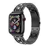 Altsommer Armband 22mm für Apple Watch Series 4 40MM Luxus Edelstahl mit Strasssteinen Edelstahl Armbände Replacement Wrist Strap Band Zubehör für Damen Herren,Gold (135mm-205mm) (Schwarz)