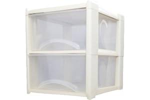 NEATPLASTICS Neat. 2 Plastic Storage Drawers, Space-Saving Draws for Office & Home, Drawers Storage Unit - Durable Storage Draws - Storage Drawers Unit - H40cm x L39cm x W39cm -Cream