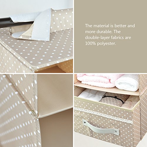 Faltbarer Kleiderschrank Regal, Schuhgestell, 4-tier mit Schublade, Beige - 7