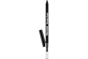 Flormar Smoky Eyes Waterproof Eyeliner – crayon yeux waterproof longue tenue avec applicateur éponge – couleur intense, texture crémeuse & maquillage yeux pro, 01 Carbon Black