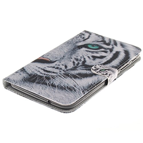 Felfy Slim Full Body Weiß Tiger Sharp Grünen Augen Muster PU Lederhülle Case Cover Etui Schutz Hülle Tasche für Samsung Galaxy Tab 3 Lite T110 T111 T113 + 1x Koala Anti Stöpsel + 1x Black Stylus - 3