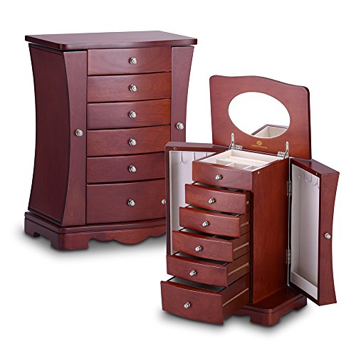 HERITAGE moderner Holz Schmuckkasten, Kirsch Schmuckschatulle Speicherorganisator - 5