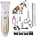 Produktbild [2018 neue Version] Professional Dog Cat Horse Grooming Clippers Kit kommen mit Batterien + Edelstahl Schere + Edelstahl Kamm + Nagelschneider Set geräuscharm, kabellos und wiederaufladbar