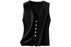 ALLOAONE Gilet Cardigan in Lana da Donna Lavorato A Maglia con Scollo A V Senza Maniche