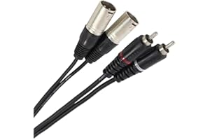 Plugger, double câble instrument équipé de 2x XLR mâle 3 broches vers 2x Cinch (RCA) mâle. Signal asymétrique. Prise audio stéréo. Longueur du câble audio 60 cm Noir