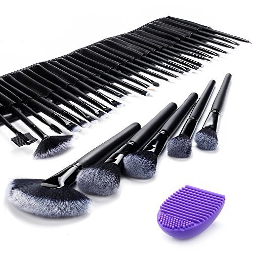 Anpro 32 Makeup Pinsel Kosmetik set mit Pinsel Reinigung Pinselset inkl. hochwertig Tragetasche Professionell Gesichtspinsel für Lidschatten, Lippenkosmetik - 6