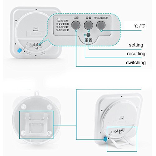 BOOMYOURS Badezimmer-Uhr mit digitalem Thermometer und Saugnapf, wasserdicht - 4