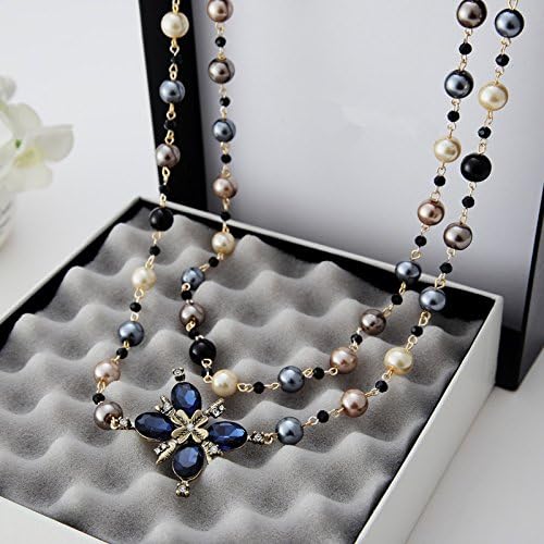 WeterCos (TM) Fashion Women Cloth Accessories Simulated Pearl Necklace Pendant Long Cross Necklace X041