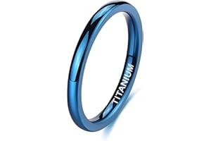 Zakk Anelli da uomo e donna in titanio blu sottile lucido anello di fidanzamento fedi nuziali 2mm 4mm