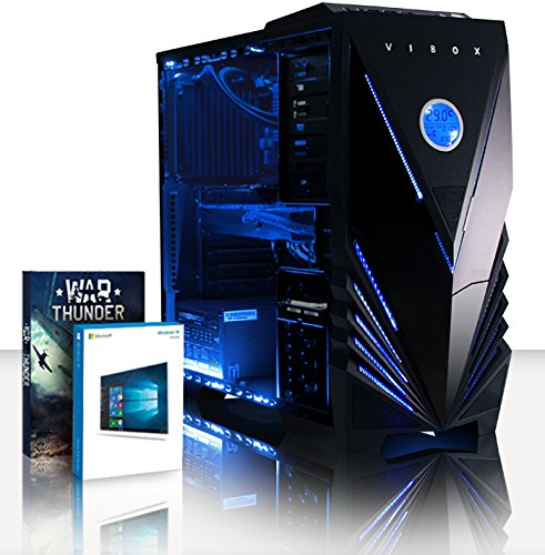 VIBOX Gaming PC - Sniper 10XW - 4.2GHz Intel i7 Quad Core CPU, Geforce GTX 1060, VR Ready, Water Cooled, Desktop Computer with Game Bundle, Windows 10 OS, Blue Internal Lighting and Lifetime Warranty* (Super Fast Intel i7 7700 Kabylake 4-Core CPU Processor, Nvidia GeForce GTX 1060 3GB Graphics Card, 16GB DDR4 2133MHz RAM, Super Fast 120GB Solid State Drive SSD, 2TB (2000GB) Sata III 7200rpm Hard Drive HDD, AIO Liquid Cooler, 600W 85+ PSU, Vibox Blue Case, H110 Motherboard)
