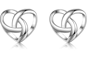 LINSTER Pendientes para Mujer Nudo celta Plata de ley 925 Tiny Delicate Heart Stud Pendientes Suerte Joyería irlandesa Regalos de cumpleaños