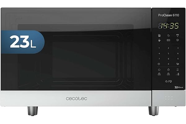 Cecotec ProClean 6010 - Micro-ondes Numérique ProClean 6010 avec revêtement Ready2Clean, Technologie 3DWave, 800 W, 23 l, Design élégant, Acier inoxydable, 8 programmes prédéterminés