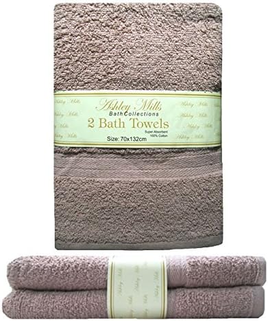 HBS Basics, Snug &amp; Dry 2 Piece Soft 100% Cotton Bath Towel Set, Quick Dry, Bargain Offer (Taupe )