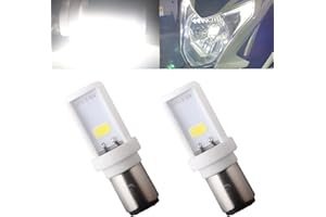 Qasim 2-Pack BA20D LED Motorcycle Headlight Bulb White H6 High Low Beam Light Motorbike Headlamp 12W Ceramic 900LM COB Chips
