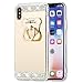 Produktbild EINFFHO iPhone XS MAX Hülle, Glitzer Strass Diamant Spiegel Schutzhülle Weich Silikon Schutz Bumper Handy Hülle Etui für Apple iPhone XS MAX Hülle [Mit Bär Ringhalter], Gold
