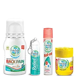 AMRUTANJAN Back Pain Roll On (50ml), Relief Nasal Inhaler (10ml) and Extra Power Balm (8ml) for Faster Relaxation