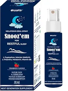 WALPAR Snooz?em Melatonin 3mg Sleep Spray with Vitamin B6 Supplement ? Non Habit Sleeping Aid Drops Cranberry Flavour - 30mL