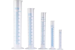 FOMIYES Set di 5 cilindri graduati in plastica – 50 ml / 100 ml / 250 ml / 500 ml / 1000 ml cilindro graduato di sicurezza per laboratorio