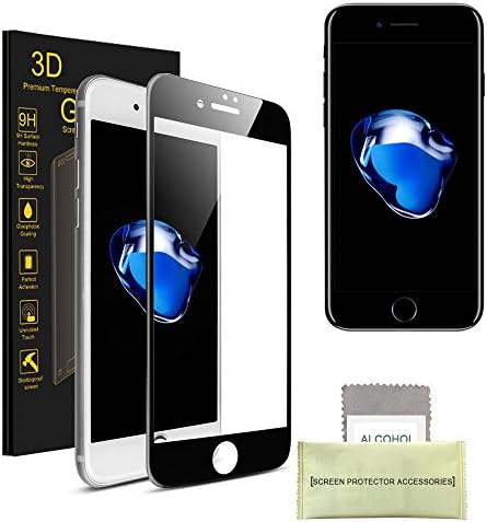 iPhone 7 Plus Screen Protector, AKPATI Premium 4D Round Edge Tempered Glass Screen Protector Film (5.5 inch) Easy Bubble-Free Installation for iPhone 7 Plus - Black