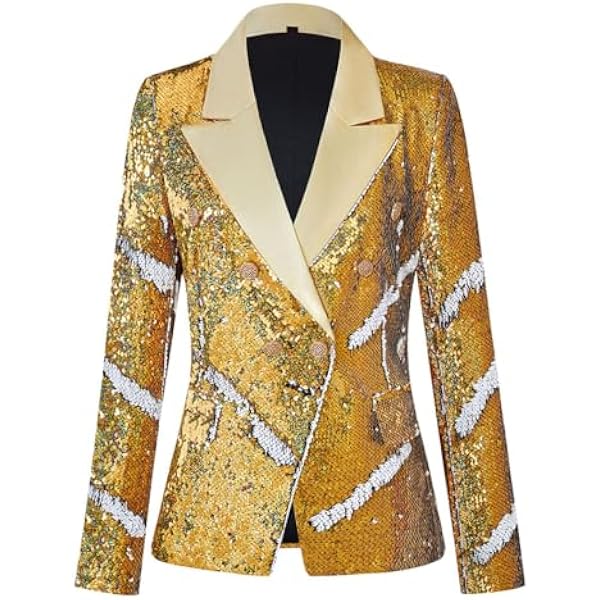 Blazer con paillette, elegante giacca con brillantini, sportiva, da discoteca, a maniche lunghe, slim fit, cardigan con brillantini, per adolescenti, ragazze, carnevale, feste, outwear, gold, XS