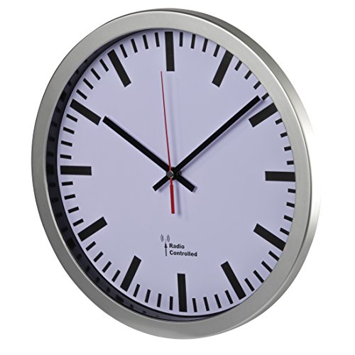 Hama Funk Wanduhr „Bahnhof“ (automatische Zeiteinstellung, 30 cm Durchmesser) silber - 2