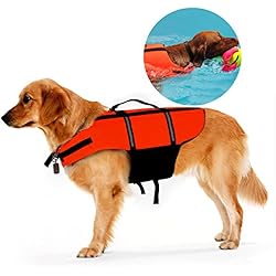 Carloo Chaleco Salvavidas Perro, Perros de Peluche Bichon Seguridad Natación Ropa Chaleco Salvavidas con Quick Release Ajuste Fácil Cinturón Ajustable (Orange-M, M)