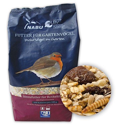 CJ Wildlife 120560815 Wild-Vogelfutter Rotkehlchen Menü 1 kg - empfohlen vom NABU und dem LBV