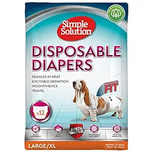 Simple Solution True Fit Disposable Dog Diapers for Female Dogs, Super Absorbent with Wetness Indicator, Leak Proof, Adjustable Fur Friendly Fasteners for Comfortable Fit, Quickly Absorb Liquid for Long Lasting Dryness, Large-XL Size 46-69cm Waist (12 Pack)