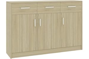 vidaXL Aparador de Madera Contrachapada Armario Auxiliar Cajonera Mueble Bajo Aparador Auxiliar para Salón Habitación Dormitorio Roble Sonoma