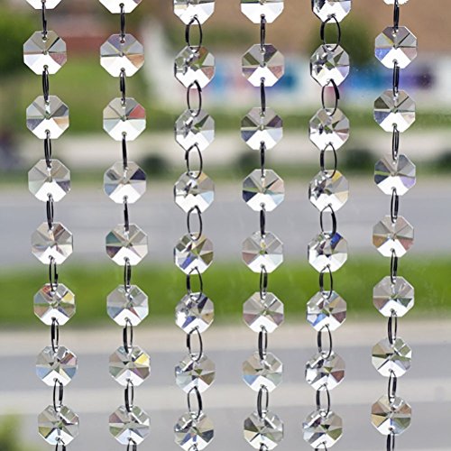 10M Türvorhang Kristall Girland Crystal Clear Acrylic Bead Garland hängende Partei Dekor Hochzeit DIY Dekor Anhänger Perlenvorhang ( Klar Octagonal Perlen )
