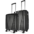 Aristocrat Polypropylene Air Pro Set of 2 Hard Luggage (55Cm and 66Cm) | Lightweight Luggage with Wheels, Secured Zip and Secured Combination Lock | Jet Black | Unisex, Spinner, Trolley Bag