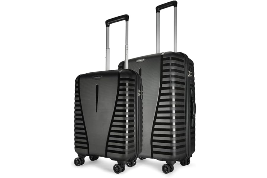 Aristocrat Polypropylene Air Pro Set of 2 Hard Luggage (55Cm and 66Cm) | Lightweight Luggage with Wheels, Secured Zip and Secured Combination Lock | J