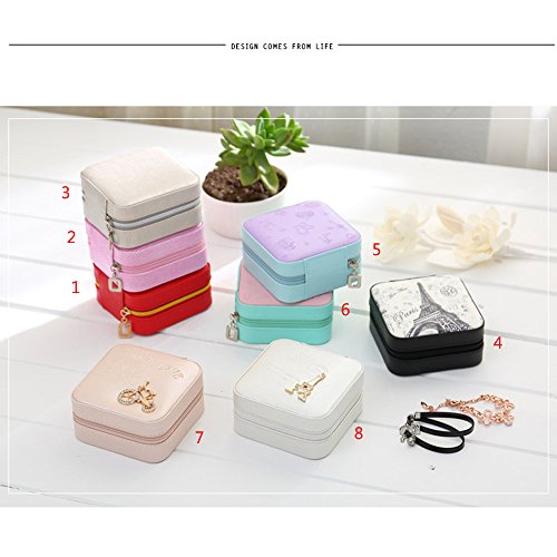 Anself Tragbar Schmuckkoffer Mini Schmuckkasten Schmuckbox mit Spiegel Modelle Optional - 8