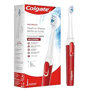 Colgate ProClinical 250R Rechargeable Sonic Electric Toothbrush with Spiral Bristles & Soft Rubber Strip - Whitening (with Replaceable Brush Head Included)