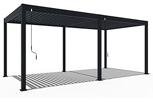 WEIDE SONNENSCHUTZ Weide Deluxe Pergola mit Lamellendach I Rostfreie & Robuste Voll-Aluminium Pavillon freistehend I Optimaler Schutz vor Sonne & Regen Dank verstellbarem Aluminium-Lamellen (Anthrazit, 3 x 6 M)