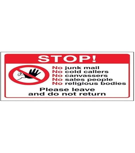 „Stop – No Junk Mail“ Schild Selbstklebend, 20x15 Cm, Rot – Gegen Werbung & Anrufe