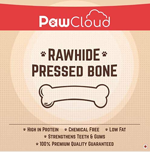 PawCloudRawhide Pressed Dog Chew Bone, Dog Bone Treat, 5 Inches (5 Pieces)