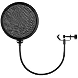 Zacro Estudio Giratorio de Micrófono Pop Filtro para Grabar,Cantar. Con Dos Espumas para Micrófono. 6 Pulgados y Negro