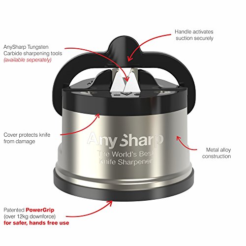 AnySharp Pro Messerschärfer (Metall) mit Saugnapf, Gebürstetes Metall - 4