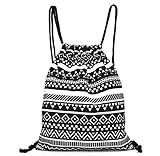 Covermason Unisex Retro Geometrische Rucksäcke Drucken Taschen Kordelzug Rucksack Drawstring Backpack Sporttasche