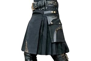 Shujin Herren Tartan Kilts Mittellanger Rock Traditioneller Schottenrock Schottischer Kilt Mit Tasche Karomuster Garten Highland Kleid